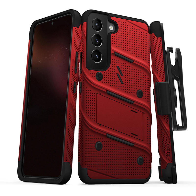 Zizo Distributor - 888488337302 - ZIZ094RED - ZIZO BOLT Bundle Samsung Galaxy S22 Case - Black & Red - B2B homescreen