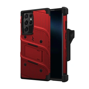 Hurtownia GSM - Etui ZIZO BOLT Series Samsung Galaxy S22 Ultra + sklo (červené) - ZIZ100RED - {ean13} - Hurt