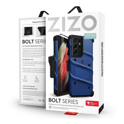 Etui ZIZO BOLT Series Samsung Galaxy S21 Ultra + szkło (Blue)