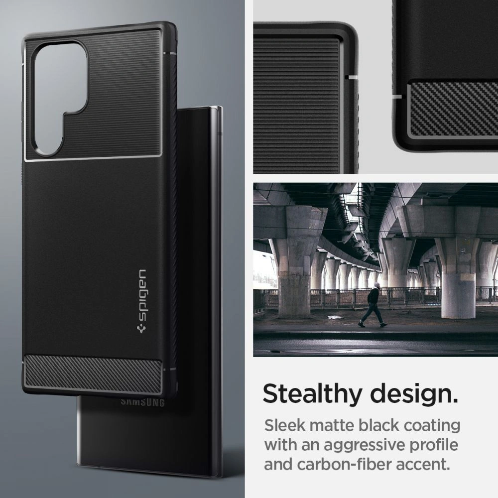 Hurtownia GSM - Etui Spigen Rugged Armor Samsung Galaxy S22 Ultra Matná černá - SPN2090BLK - {ean13} - Hurt