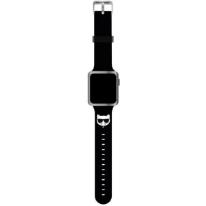 Pasek Karl Lagerfeld KLAWLSLCK Apple Watch 4/5/6/7/SE/8/9/Ultra 44/45/49mm czarny/black strap Silicone Choupette Heads