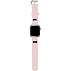 Pasek Karl Lagerfeld KLAWLSLCKP Apple Watch 4/5/6/7/SE/8/9/Ultra 44/45/49mm różowy/pink strap Silicone Karl & Choupette Heads