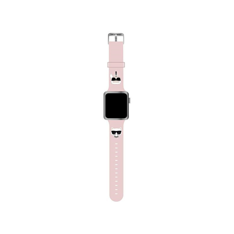 Karl Lagerfeld KLAWLSLCKP Apple Watch 4/5/6/7/SE 44/45mm pink strap Silicone Karl & Choupette Heads