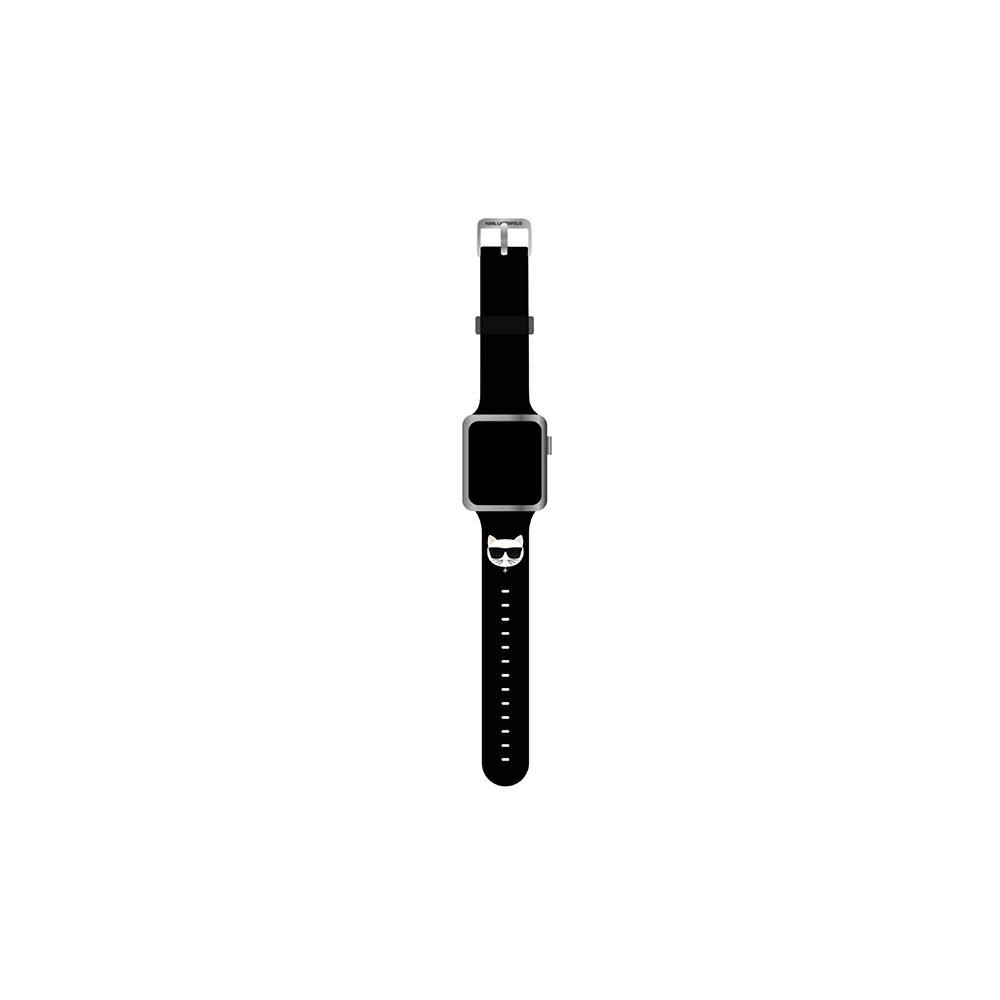 Hurtownia GSM - Pásek Karl Lagerfeld KLAWMSLCK Apple Watch 4/5/6/7/SE/8/9/10 40/41/42mm černý/black strap silikon Choupette Heads - KLD815BLK - {ean13} - Hurt