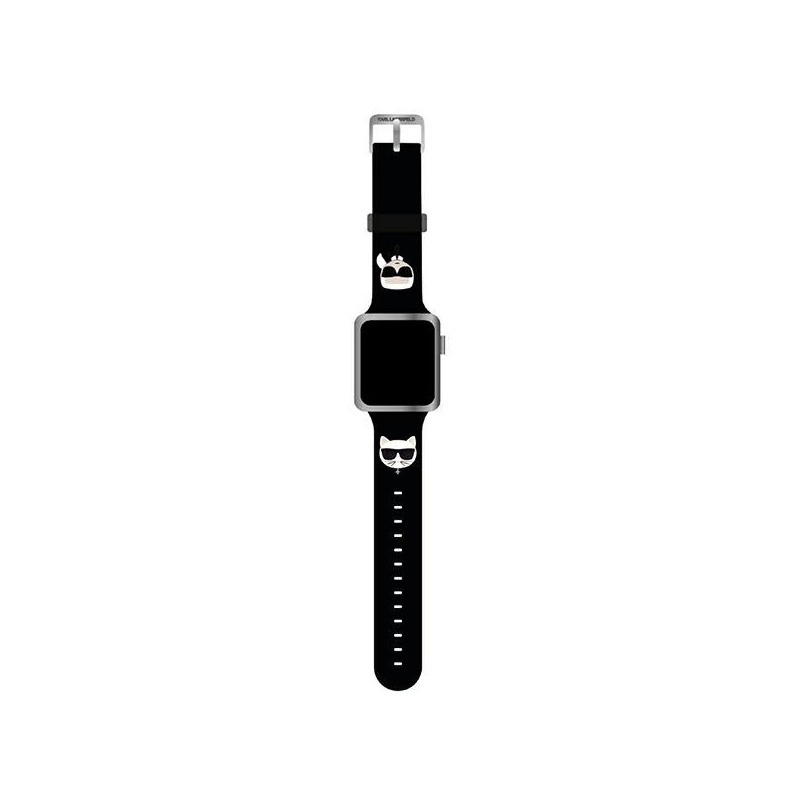 Karl Lagerfeld KLAWMSLCKK Apple Watch 4/5/6/7/SE 40/41mm black strap Silicone Karl & Choupette Heads