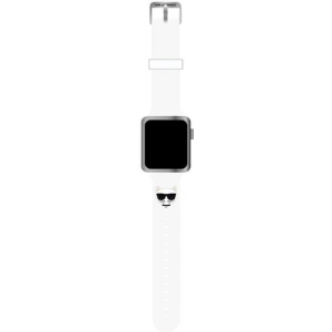 Pasek Karl Lagerfeld KLAWMSLCW Apple Watch 4/5/6/7/SE/8/9/10 40/41/42mm biały/white strap Silicone Choupette Heads