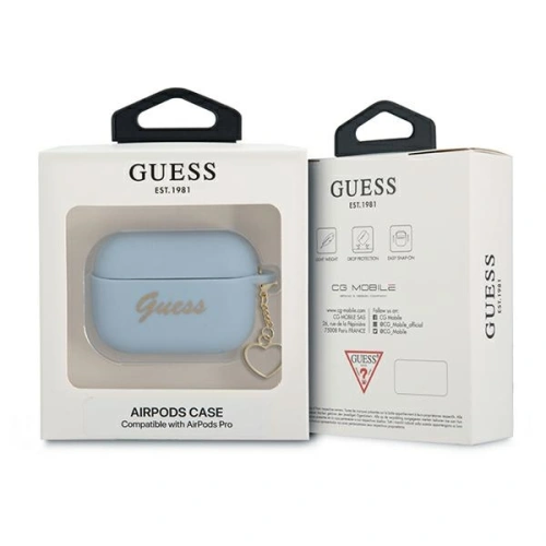 Etui Guess GUAPLSCHSB Apple AirPods Pro cover niebieski/blue Silicone Charm Collection