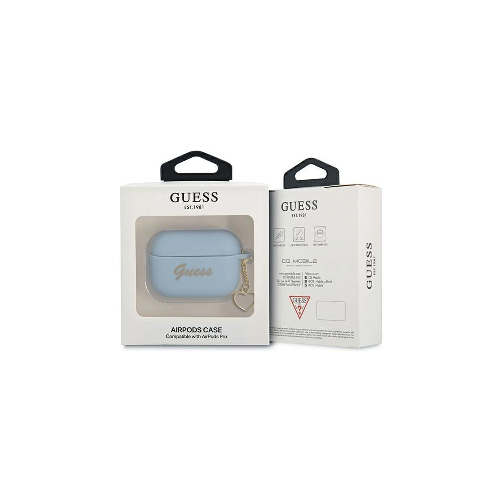 Wholesale Guess GUAPLSCHSB Apple AirPods Pro cover blue Silicone Charm Collection - GUE1580BLU - {ean13} - Hurt