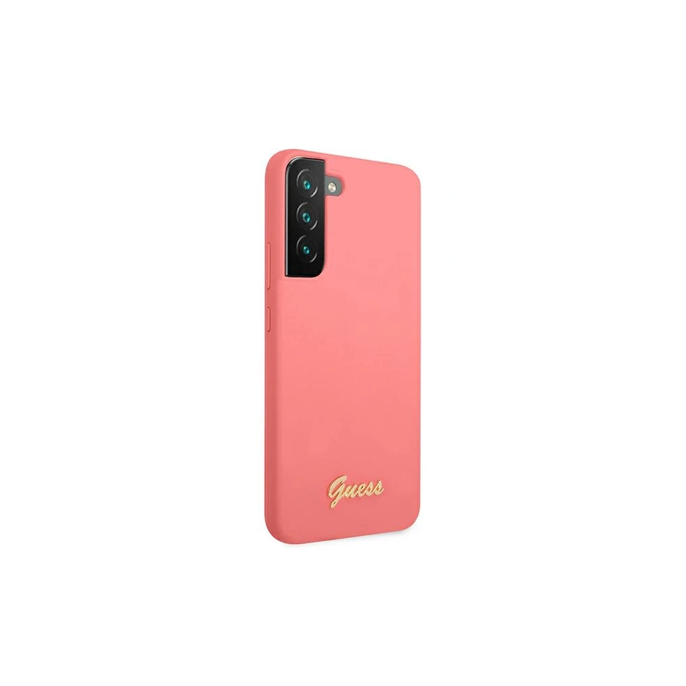 Wholesale Guess GUHCS22MLSLMGFU Samsung Galaxy S22+ Plus fuchsia hardcase Silicone Script Metal Logo - GUE1566 - {ean13} - Hurt
