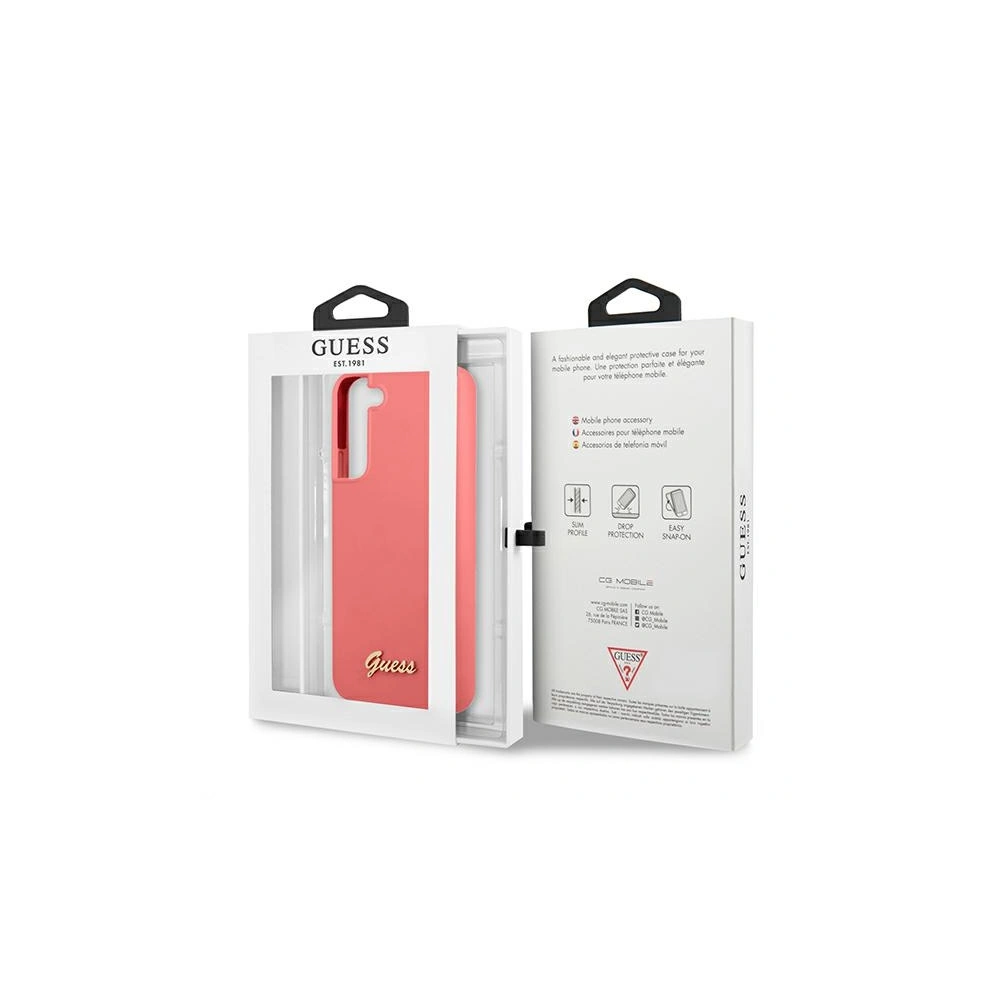 Wholesale Guess GUHCS22MLSLMGFU Samsung Galaxy S22+ Plus fuchsia hardcase Silicone Script Metal Logo - GUE1566 - {ean13} - Hurt