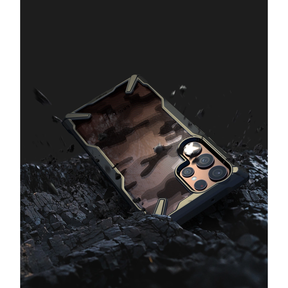 Hurtownia GSM - Etui Ringke Fusion-X Design Samsung Galaxy S22 Ultra Camo (Moro) Černá - RGK1541CAM - {ean13} - Hurt