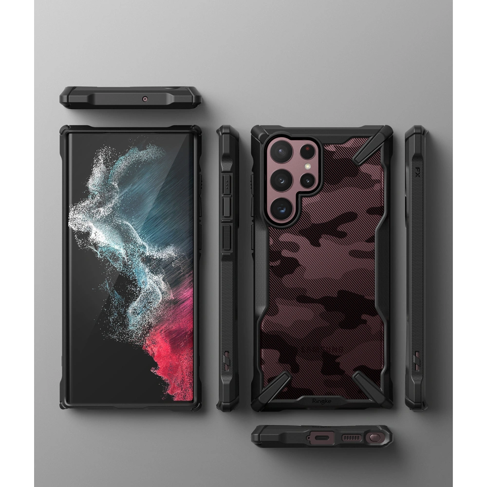 Hurtownia GSM - Etui Ringke Fusion-X Design Samsung Galaxy S22 Ultra Camo (Moro) Černá - RGK1541CAM - {ean13} - Hurt