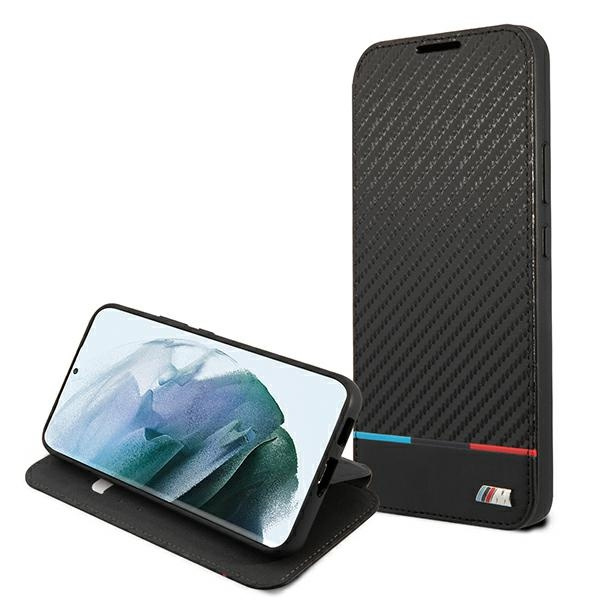 Kryt BMW BMBKS22MPUCARTCBK Samsung Galaxy S22+ Plus black bookcase M Collection Triangles