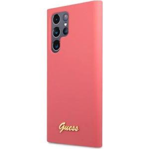 homescreen.pl - Etui Guess GUHCS22LLSLMGFU Samsung Galaxy S22 Ultra fuksja/fuchsia hardcase Silicone Script Metal Logo