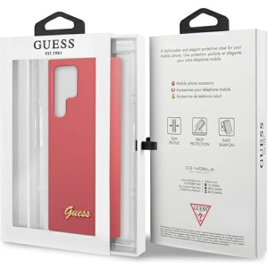 homescreen.pl - Etui Guess GUHCS22LLSLMGFU Samsung Galaxy S22 Ultra fuksja/fuchsia hardcase Silicone Script Metal Logo