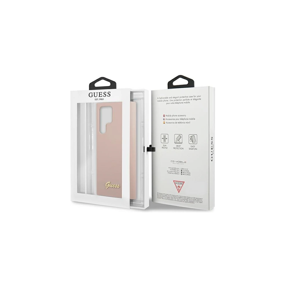 Wholesale Guess GUHCS22LLSLMGPP Samsung Galaxy S22 Ultra pink hardcase Silicone Script Metal Logo - GUE1587PNK - {ean13} - Hurt
