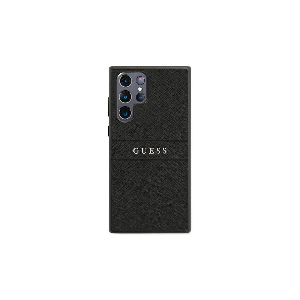 Wholesale Guess GUHCS22LPSASBBK Samsung Galaxy S22 Ultra black Saffiano Stripe - GUE1588BLK - {ean13} - Hurt