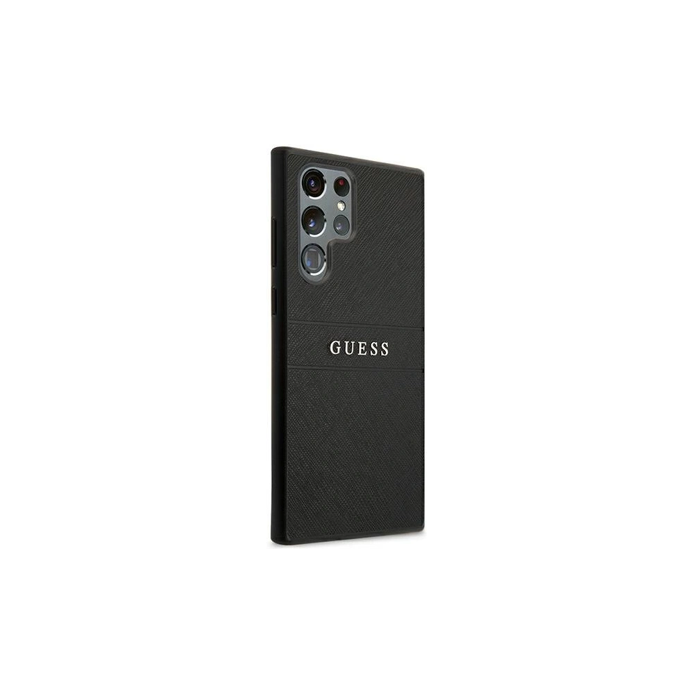 Wholesale Guess GUHCS22LPSASBBK Samsung Galaxy S22 Ultra black Saffiano Stripe - GUE1588BLK - {ean13} - Hurt