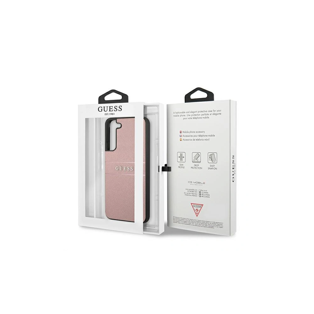 Hurtownia GSM - Etui Guess GUHCS22MPSASBPI Samsung Galaxy S22+ Plus růžový/pink Saffiano Stripe - GUE1595PNK - {ean13} - Hurt