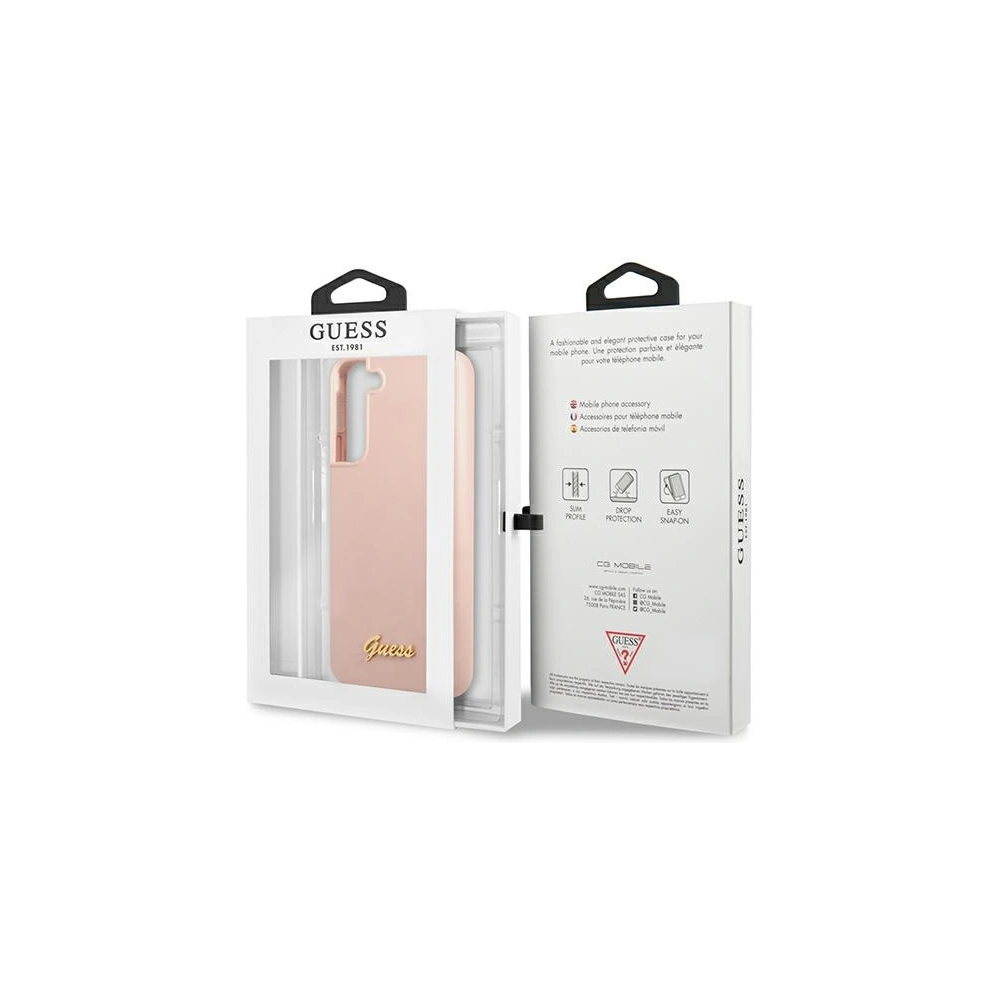 Hurtownia GSM - Etui Guess GUHCS22SLSLMGPP Samsung Galaxy S22 różowy/pink hardcase Silicone Script Metal Logo - GUE1601PNK - {ean13} - Hurt