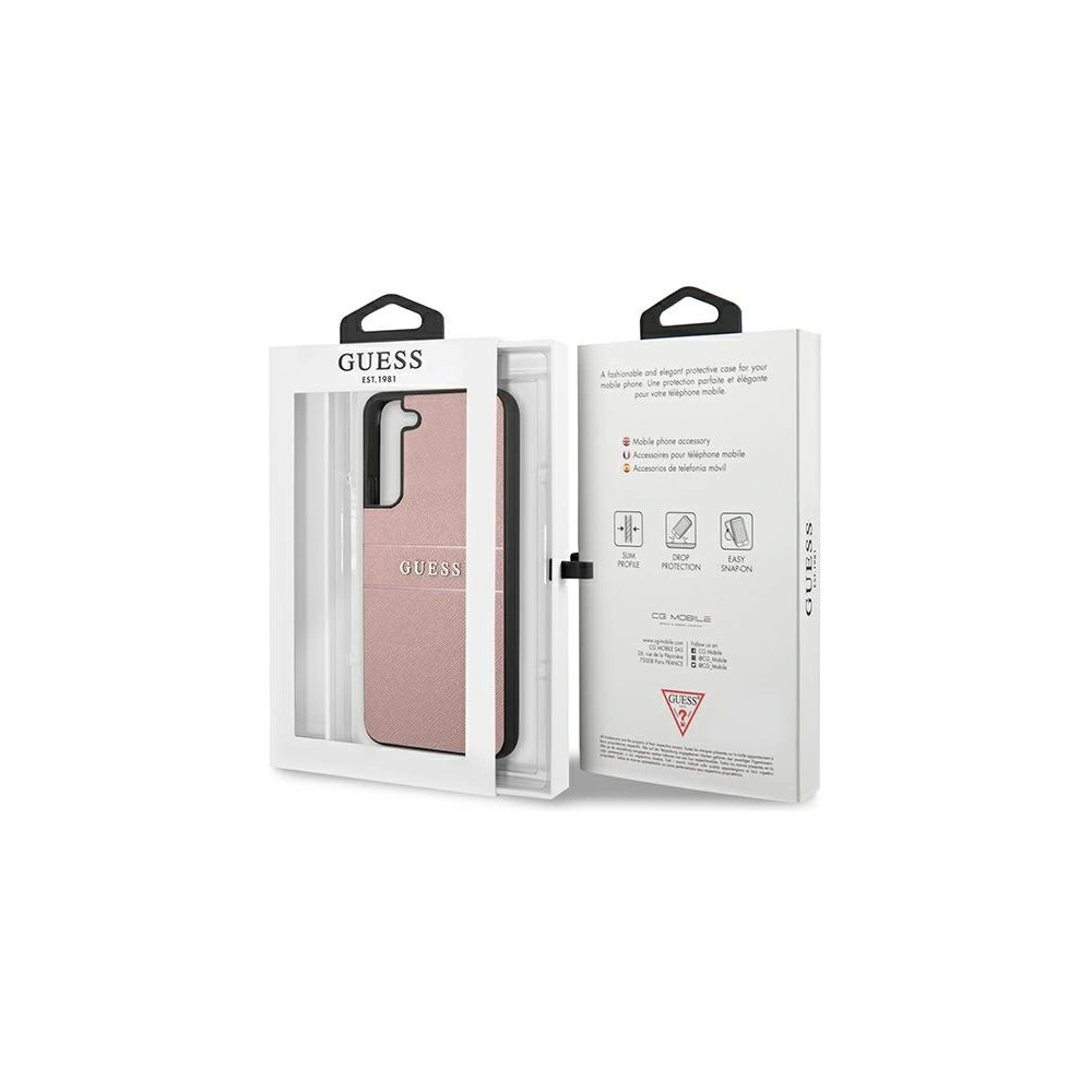 Hurtownia GSM - Etui Guess GUHCS22SPSASBPI Samsung Galaxy S22 růžový/pink Saffiano Stripe - GUE1603PNK - {ean13} - Hurt