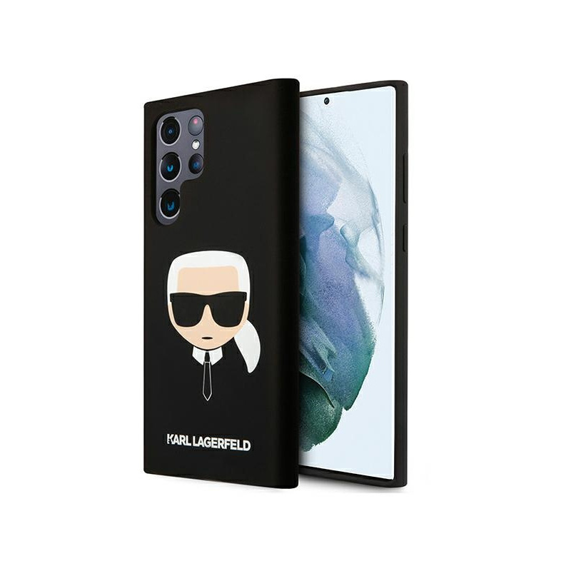 Karl Lagerfeld Distributor - 3666339046170 - KLD824BLK - Karl Lagerfeld KLHCS22LSLKHBK Samsung Galaxy S22 Ultra black hardcase Silicone Karl`s Head - B2B homescreen