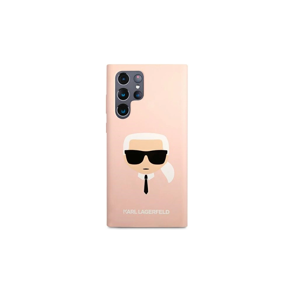 Wholesale Karl Lagerfeld KLHCS22LSLKHPI Samsung Galaxy S22 Ultra pink hardcase Silicone Karl`s Head - KLD825PNK - {ean13} - Hurt