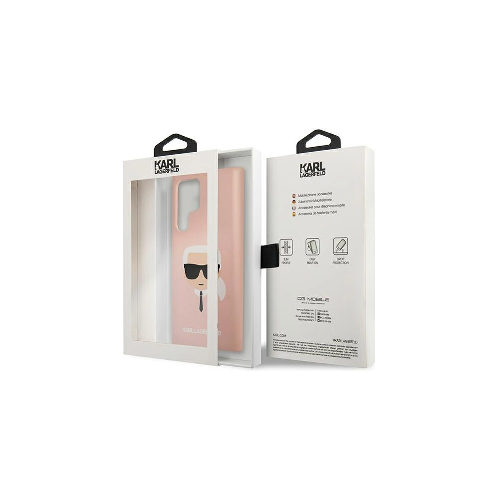Wholesale Karl Lagerfeld KLHCS22LSLKHPI Samsung Galaxy S22 Ultra pink hardcase Silicone Karl`s Head - KLD825PNK - {ean13} - Hurt