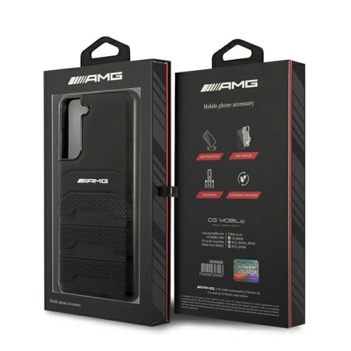 Etui Mercedes AMG AMHCS21FESGSEBK Samsung Galaxy S21 FE czarny/black hardcase Leather Debossed Lines