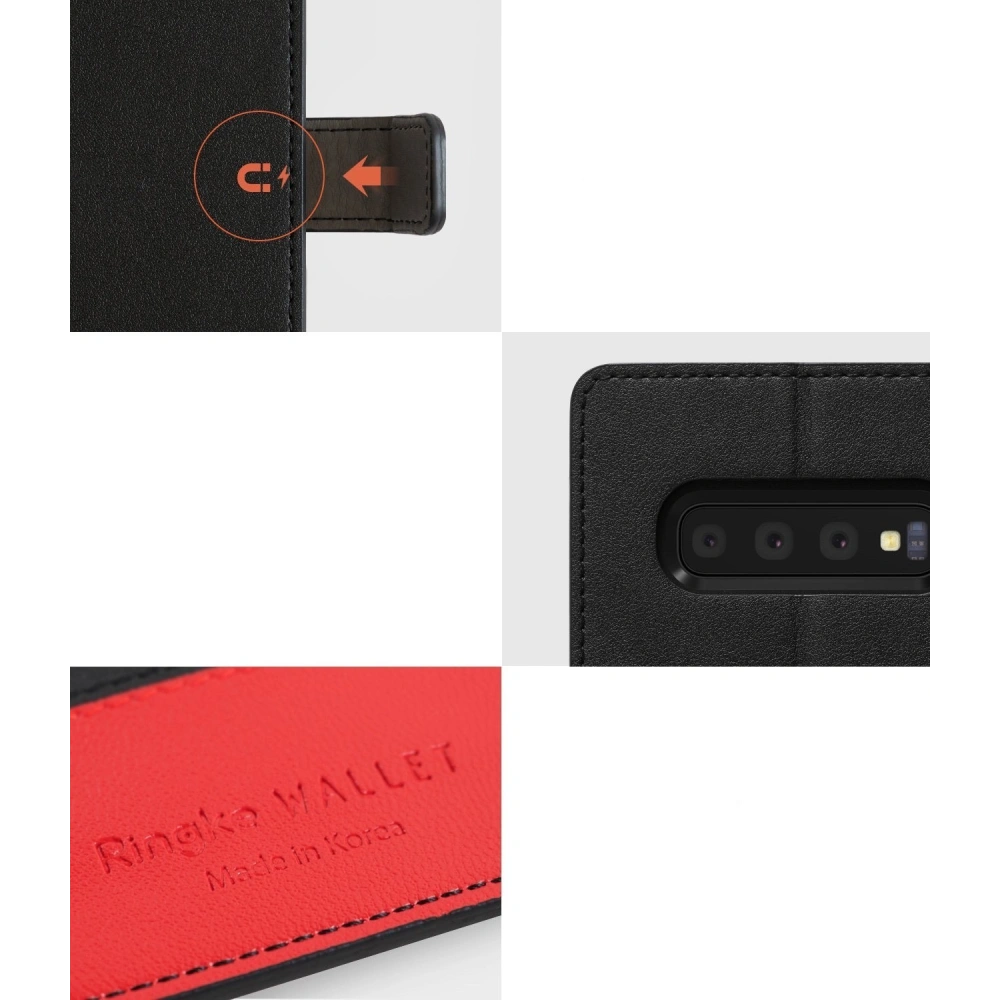 Wholesale Ringke Wallet Samsung Galaxy S10 Plus Black & Red - RGK858BLK - {ean13} - Hurt