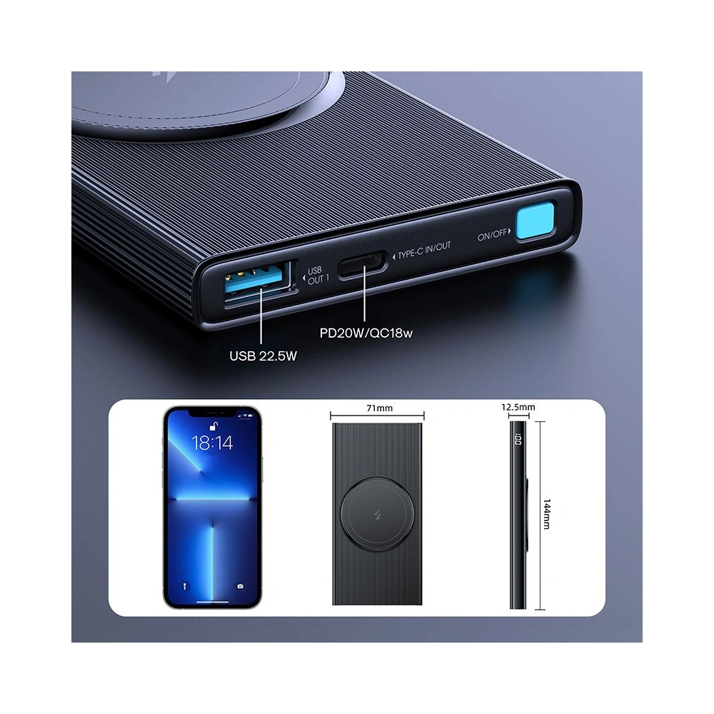 Hurtownia GSM - Powerbank z ładowaniem indukcyjnym Joyroom JR-W010 Magnetic MagSafe Power Bank 10000mah Black - JYR079BLK - {ean13} - Hurt