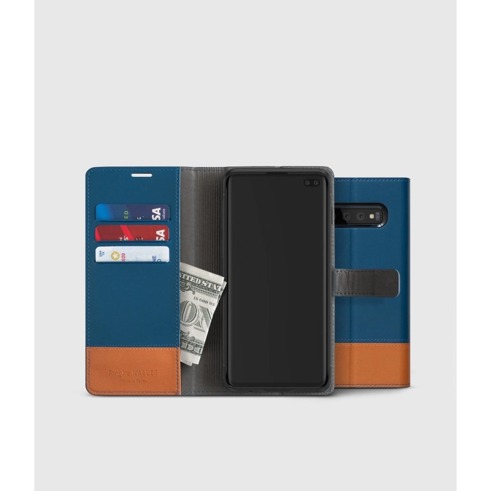 Hurtownia GSM - Etui Ringke Wallet Samsung Galaxy S10 Plus námořnická a hnědá - RGK859BLU - {ean13} - Hurt