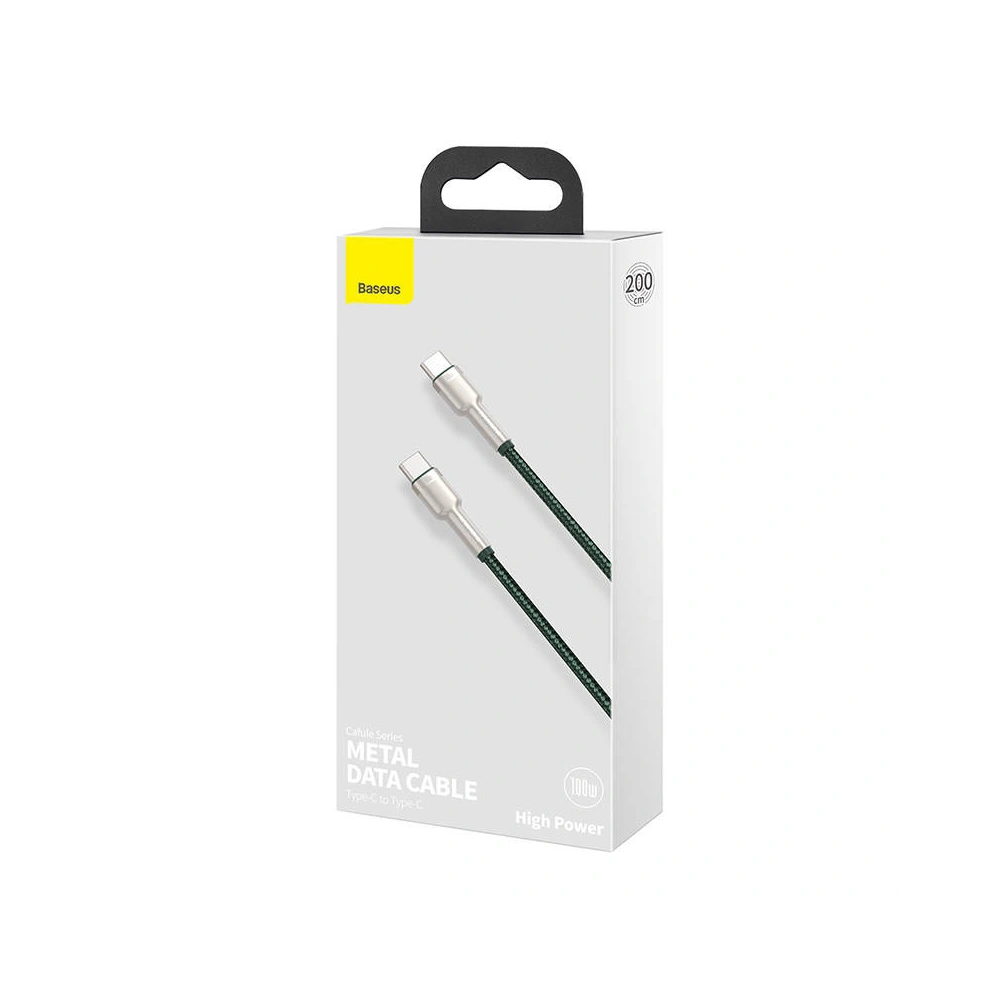 Hurtownia GSM - Kabel USB-C do USB-C Baseus Cafule, 100W, 2m (zelený) - BSU3091GRN - {ean13} - Hurt