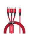 Kabel USB 3w1 Baseus Rapid Series, micro USB / Lightning / USB-C, 20W, 1.5m (czerwony)