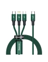 Kabel USB-C 3w1 Baseus Rapid Series, micro USB / Lightning / USB-C, 20W, 1.5m (zielony)