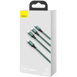 Hurtownia GSM - Kabel USB-C 3w1 Baseus Rapid Series, micro USB / Lightning / USB-C, 20W, 1.5m (zielony) - BSU3094GRN - {ean13} - Hurt