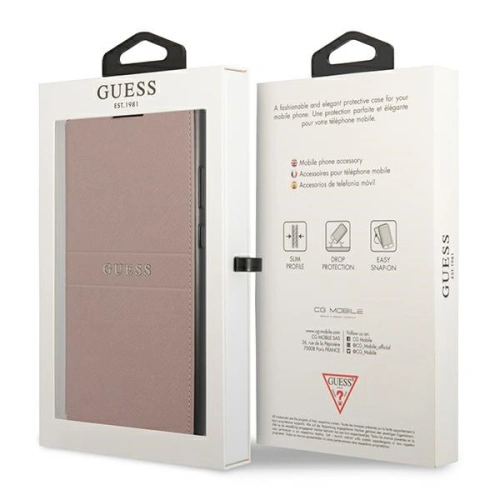 homescreen.pl - Etui Guess GUBKS22LPSASBPI Samsung Galaxy S22 Ultra różowy/pink book Saffiano Stripes