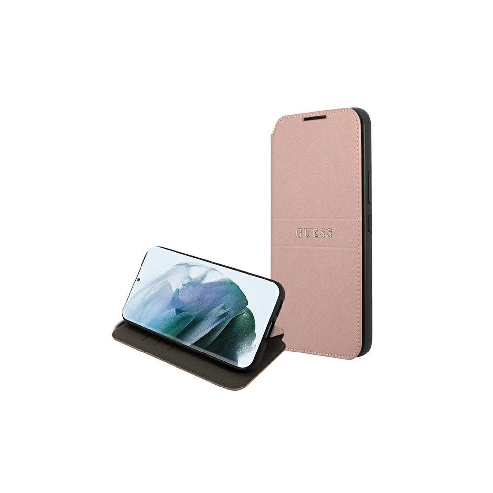 Hurtownia GSM - Etui Guess GUBKS22MPSASBPI Samsung Galaxy S22+ Plus różowy/pink book Saffiano Stripes - GUE1605PNK - {ean13} - Hurt
