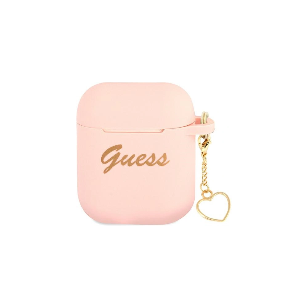 Wholesale Guess GUA2LSCHSP Apple AirPods pink Silicone Charm Heart Collection - GUE1611PNK - {ean13} - Hurt