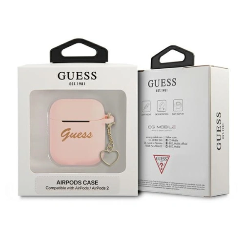Etui Guess GUA2LSCHSP Apple AirPods różowy/pink Silicone Charm Heart Collection