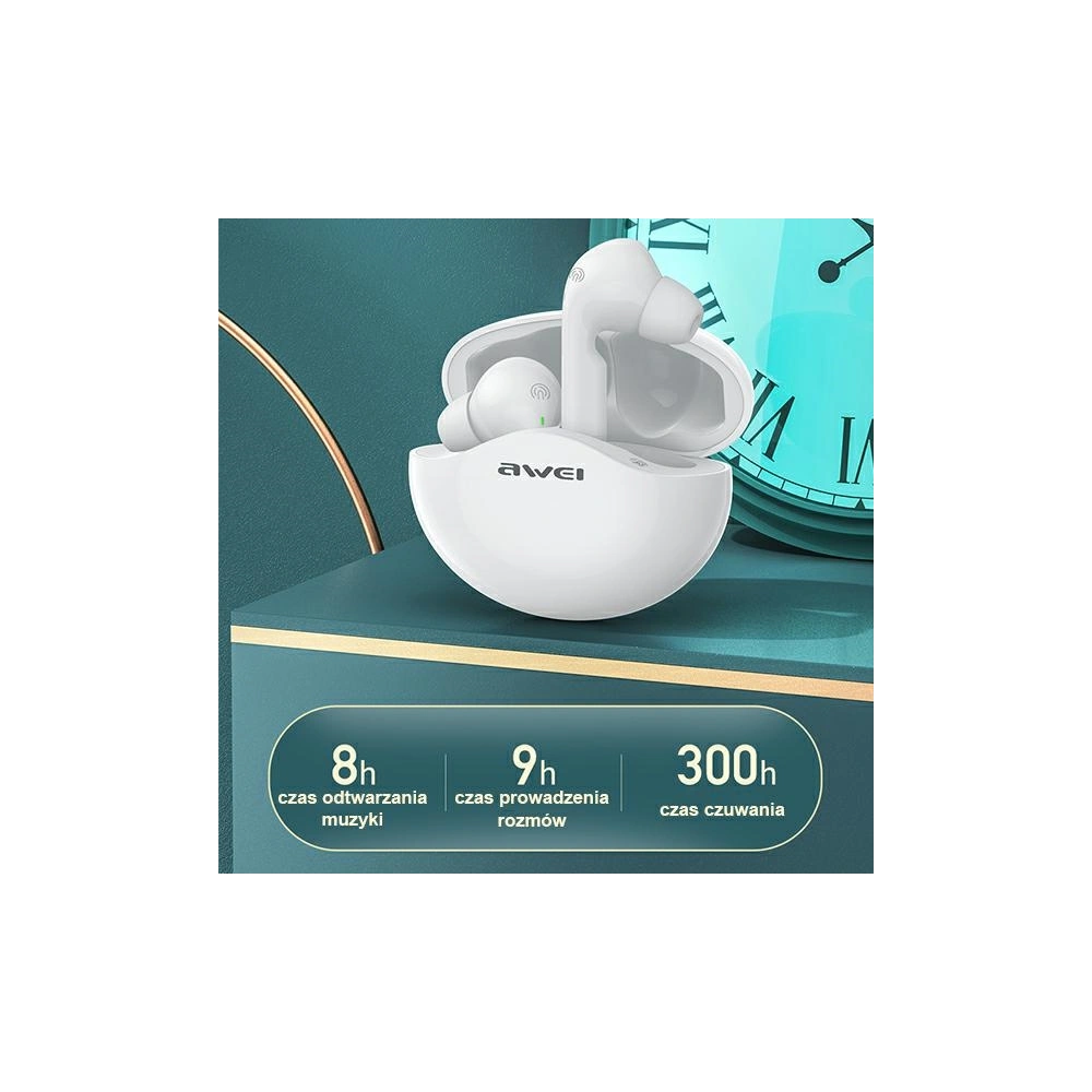 Hurtownia GSM - AWEI sportovní sluchátka Bluetooth T12 TWS bílé/bílé - AWEI093WHT - {ean13} - Hurt