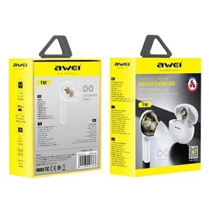 Wholesale AWEI earphones Bluetooth T12 TWS white - AWEI093WHT - {ean13} - Hurt