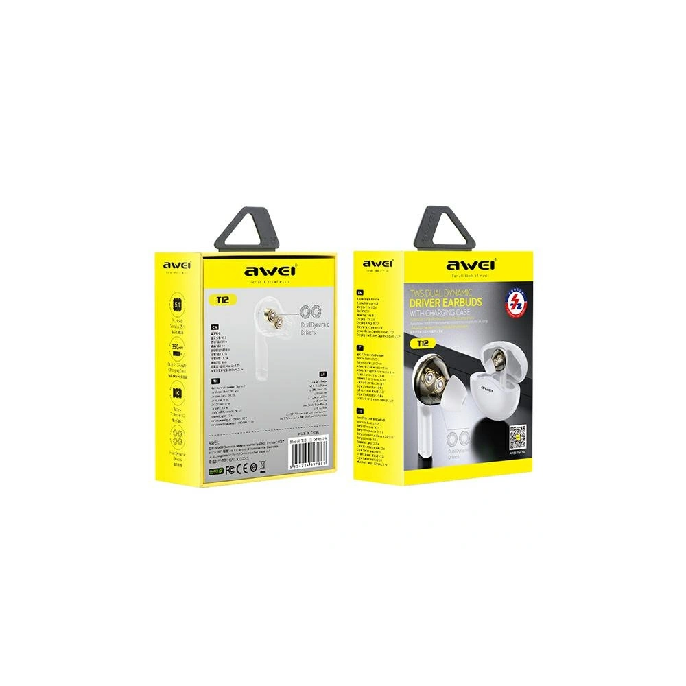 Hurtownia GSM - AWEI sportovní sluchátka Bluetooth T12 TWS bílé/bílé - AWEI093WHT - {ean13} - Hurt