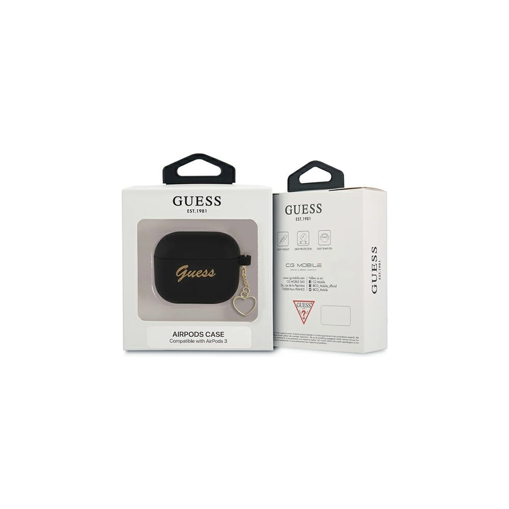 Hurtownia GSM - Etui Guess GUA3LSCHSK Apple AirPods 3 černý/black silikonové pouzdro Heart Collection - GUE1612BLK - {ean13} - Hurt