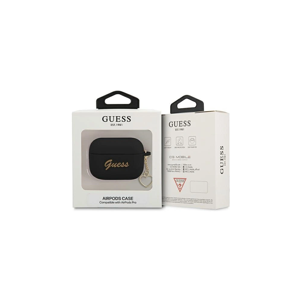 Hurtownia GSM - Etui Guess GUAPLSCHSK Apple AirPods Pro czarny/black Silicone Charm Heart Collection - GUE1614BLK - {ean13} - Hurt