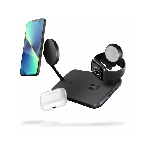 Ładowarka bezprzewodowa ZENS Aluminium Magnetic + Watch 4in1 Wireless Charger 20W MagSafe (czarny)