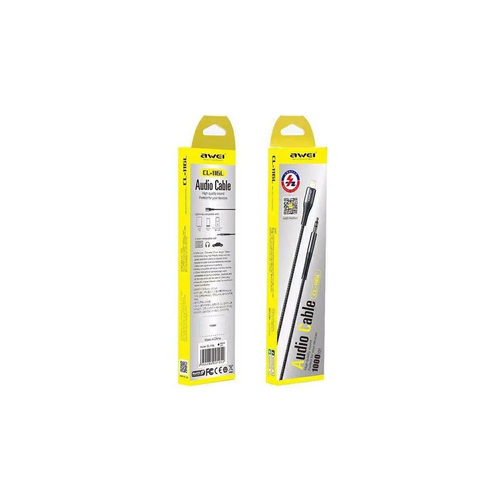 Hurtownia GSM - Adaptér AWEI CL-116L Lightning/Jack 3.5 černý/black - AWEI097BLK - {ean13} - Hurt