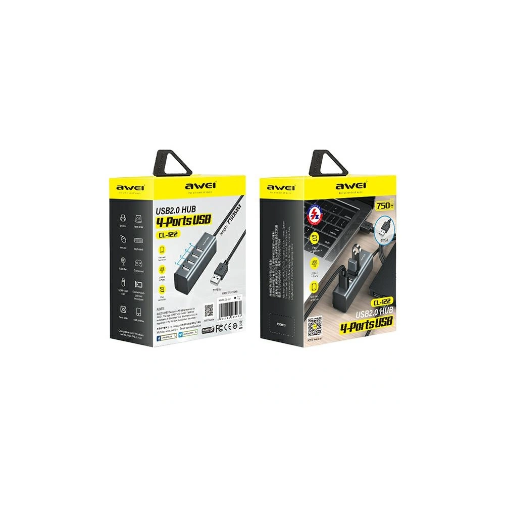 Hurtownia GSM - HUB AWEI CL-122 4xUSB-A/USB-A černý/black - AWEI099BLK - {ean13} - Hurt