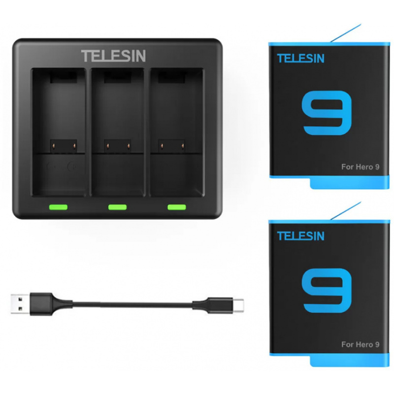 Telesin Distributor - 6972860172286 - TLS021 - Telesin 3-slot charger for GoPro Hero 9 / Hero 10 + 2 batteries (GP-BTR-903) - B2B homescreen
