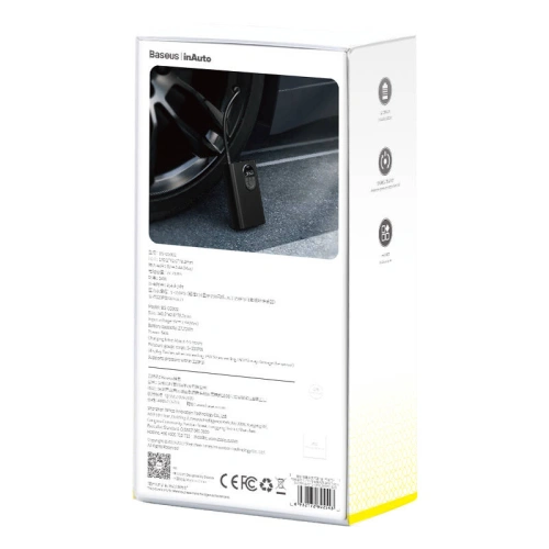 Mini kompresor samochodowy Baseus z akumulatorem 2500mAh (czarny)
